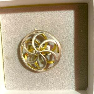 Sterling silver and 14 karat gold plated swirl ring